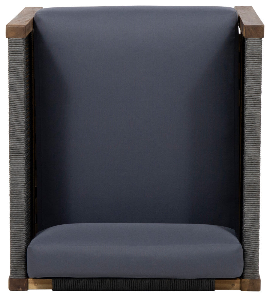 Charlotte Outdoor Acacia Wood and Rope Club Chair, Single