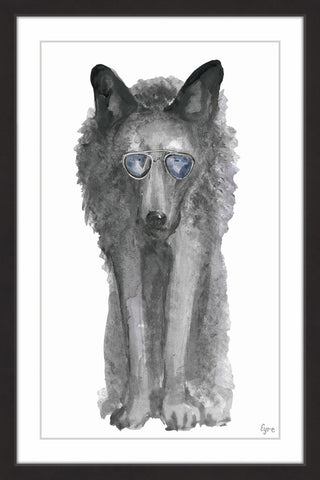 "Gray Wolf with Shades" Framed Painting Print, 24"x36"