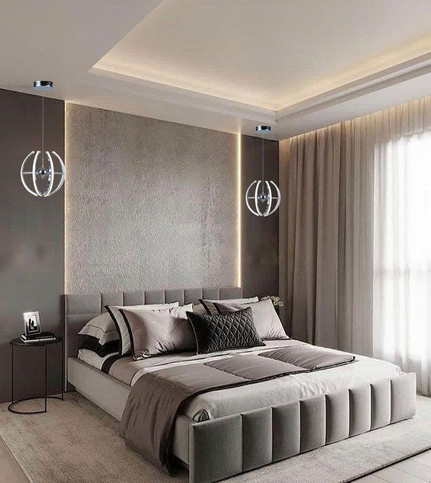 Chrome Aluminum Frame LED Strip Orb Light Fixture