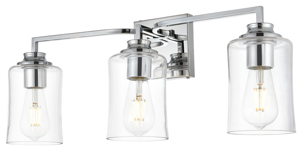 3 Light Chrome And Clear Bath Sconce