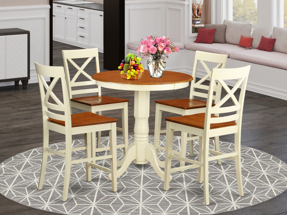 5 Pc Pub Table Set -Pub Table And 4 Counter Height Chairs