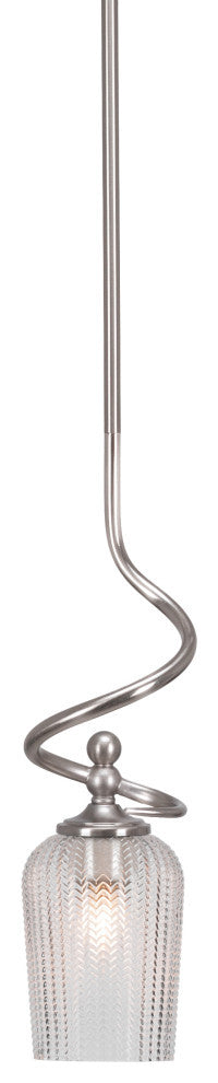 Capri Stem Mini Pendant In Brushed Nickel Finish With 5" Clear Textured Glass