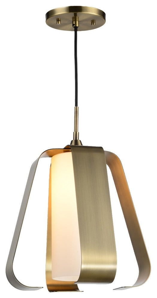 Bent 1-Light Mid-Pendant, Brushed Brass