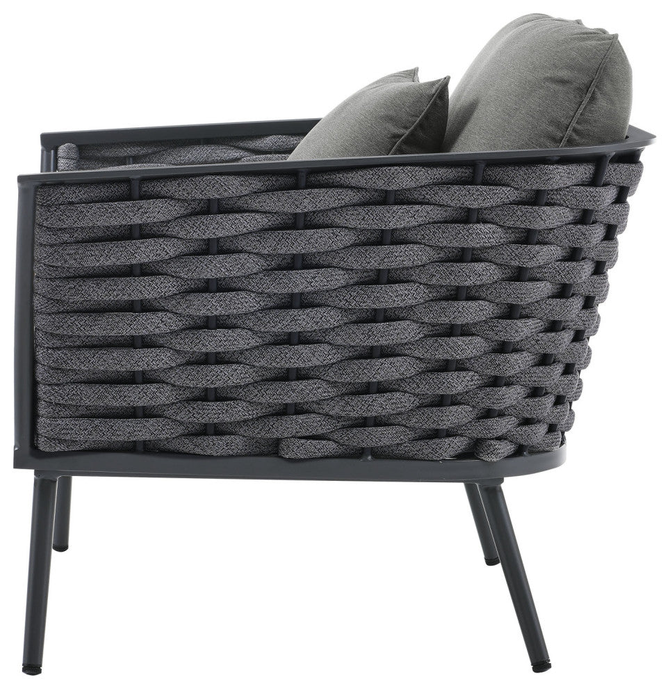 Lounge Sectional Sofa Chair Set, Gray, Aluminum, Modern, Outdoor Patio