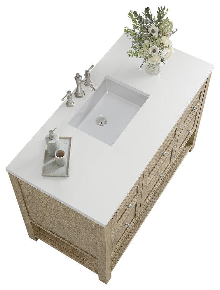 Breckenridge 48" Single Vanity, Oak, 3 CM White Zeus Top