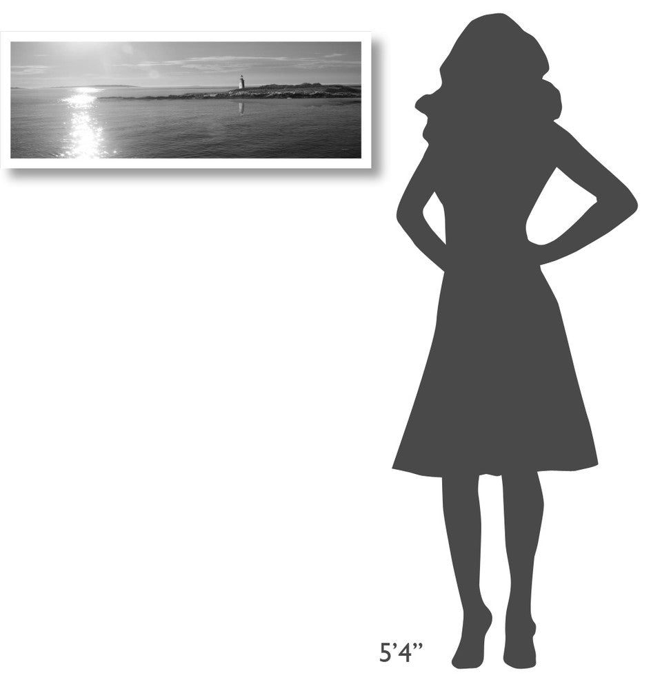 "Lighthouse Sound Black and White" Digital Paper Print by Sue Schlabach, 38"x14"
