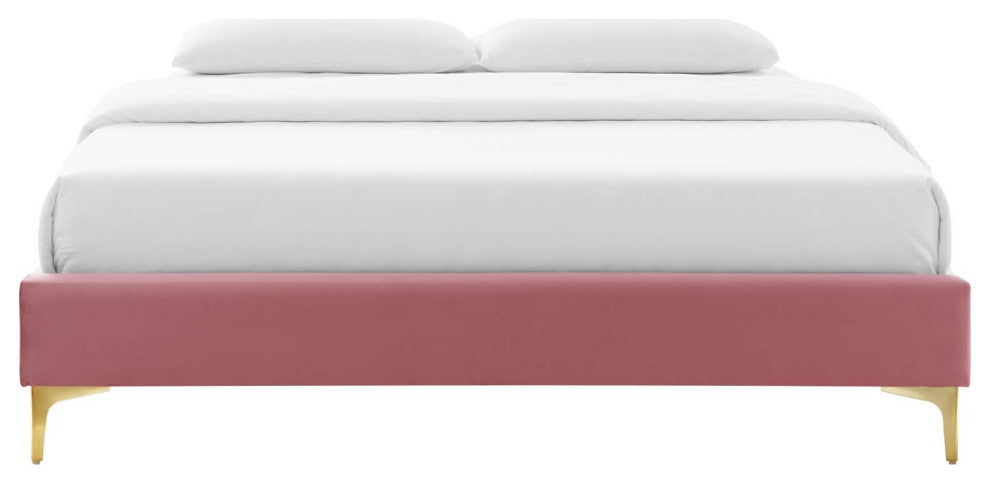 Sutton Queen Performance Velvet Bed Frame-Dusty Rose