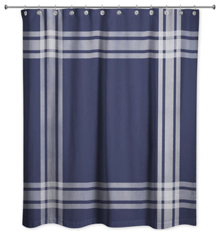 Striped Navy Border 71x74 Shower Curtain