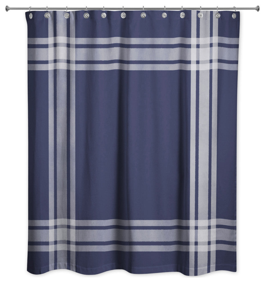 Striped Navy Border 71x74 Shower Curtain