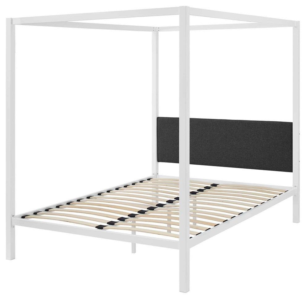Modern Contemporary Queen Platform Bed Frame, Metal Steel, Multi/Gray