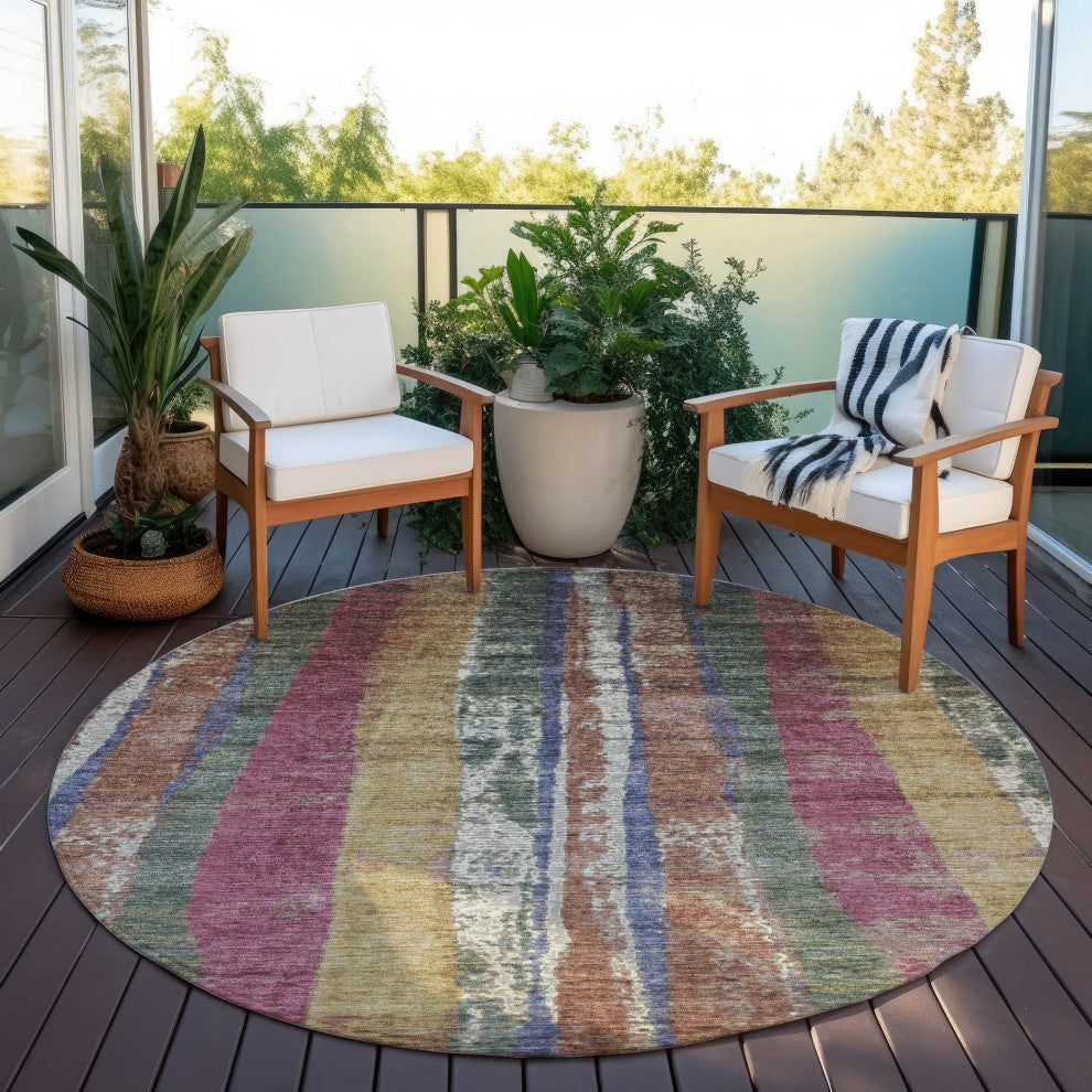 Machine Washable Indoor/Outdoor Chantille ACN1910 Blush 8' x 8' Round Rug
