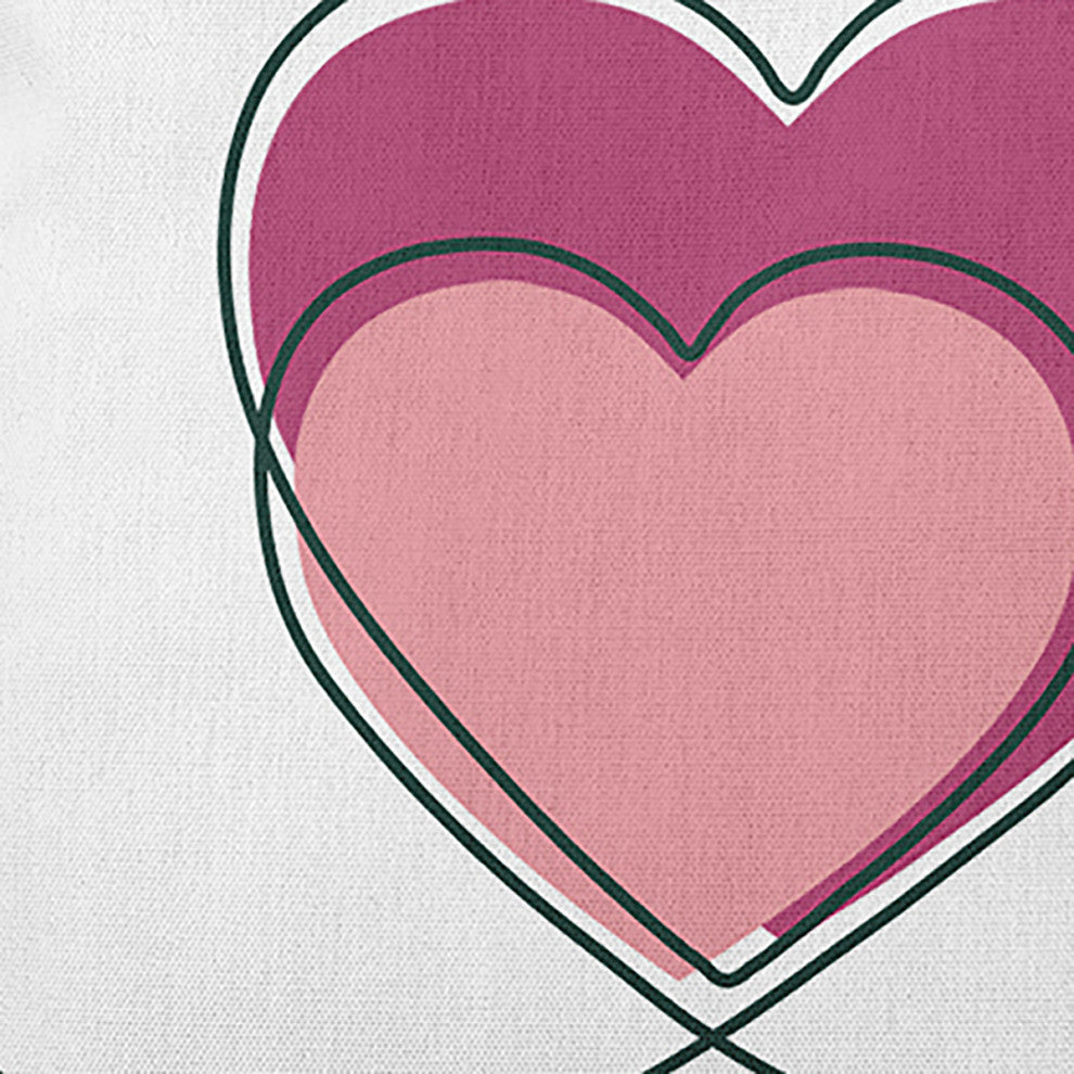Hearts With Outlines Decorative Throw Pillow, Pink Icing, 18"x18"