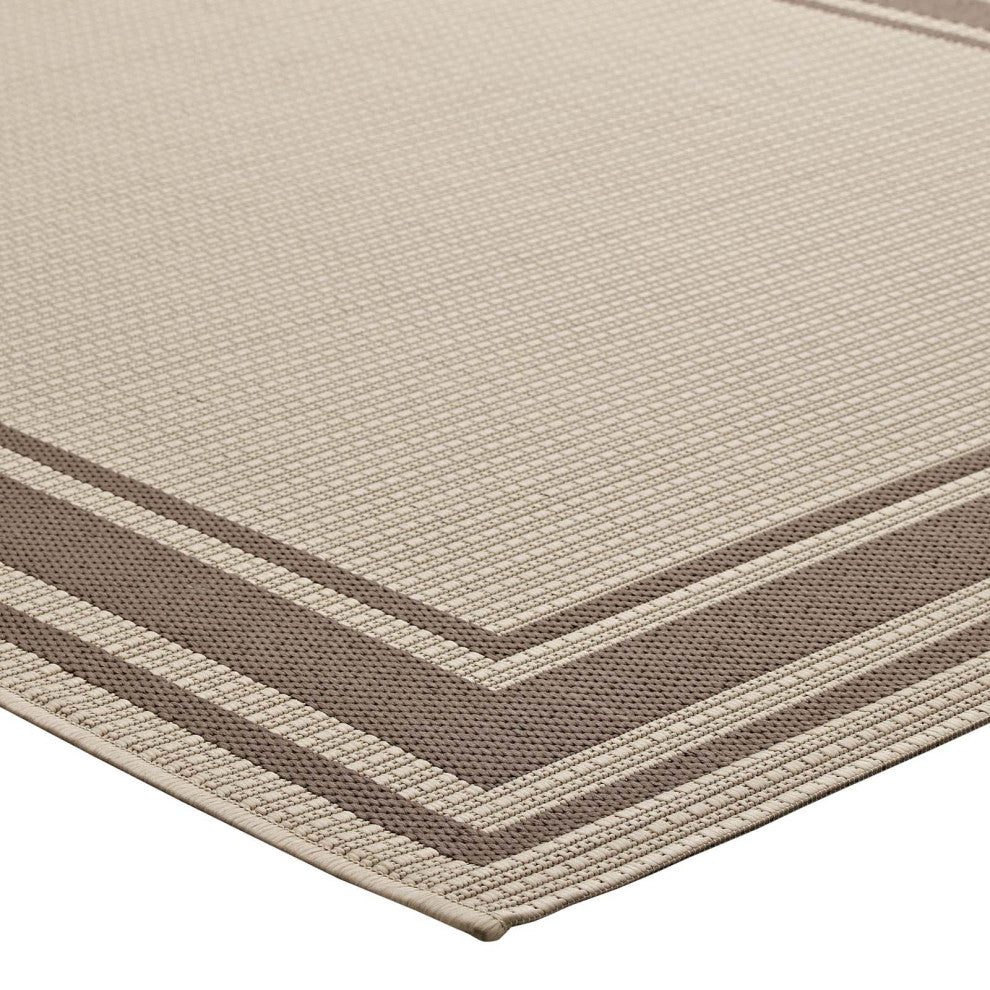 Rim Solid Border 4x6 Indoor and Outdoor Area Rug-Light and Dark Beige