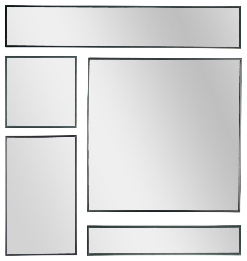 Black Metal Framed 5 Piece Accent Mirror Variety Set