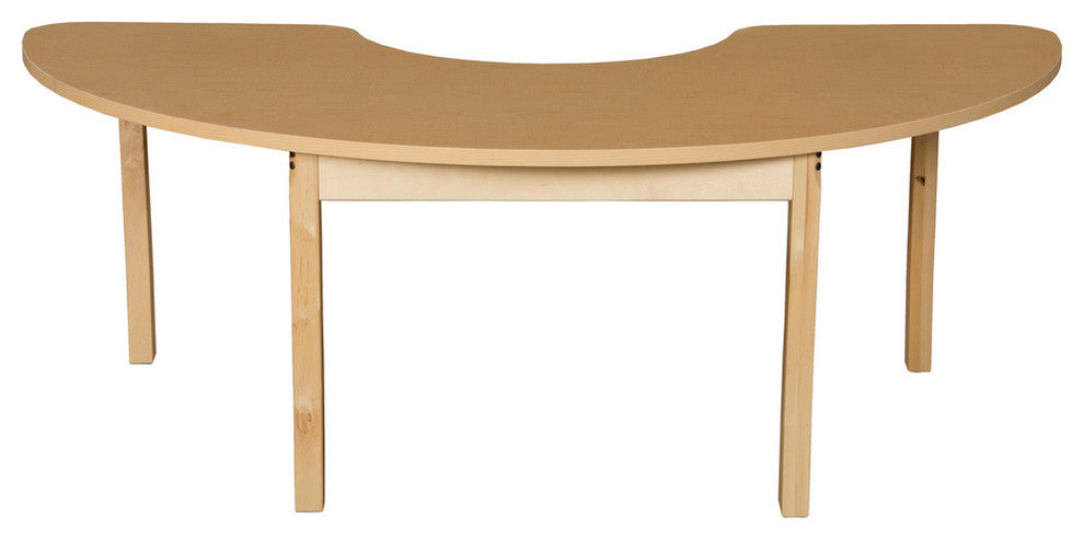Half Circle High Pressure Laminate Table With Hardwood Legs, 26"