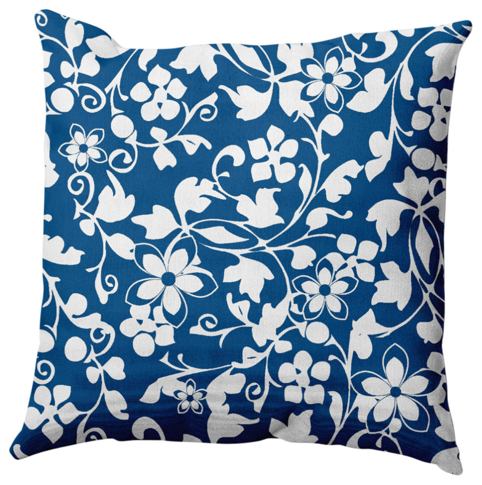 Evelyn Decorative Throw Pillow, Dark Cobalt Blue, 18"x18"