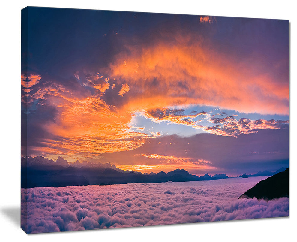 "Bright Panoramic Sunset Over Sea" Extra Large Wall Art Landscape, 40"x30"
