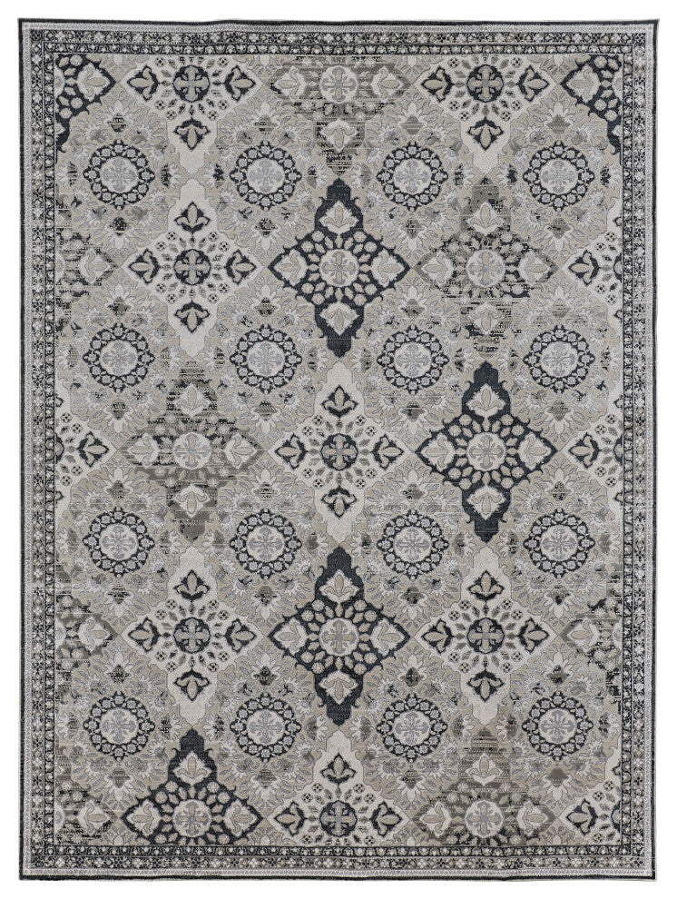 Weave & Wander Adana Metallic Rug, Ivory/Black/Silver, 10ft x 13ft-2in Rug