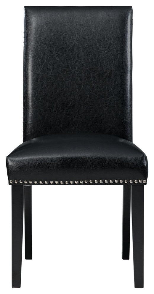 Pia Faux Leather Side Chair Set, Black