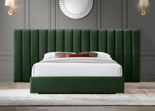 Pablo Velvet Upholstered Bed, Green, Queen