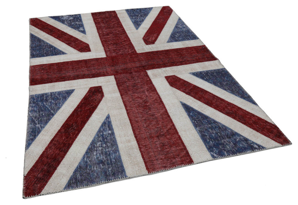 Rug N Carpet - Handmade Oriental 5' 8'' x 7' 10'' Flag Patchwork Rug