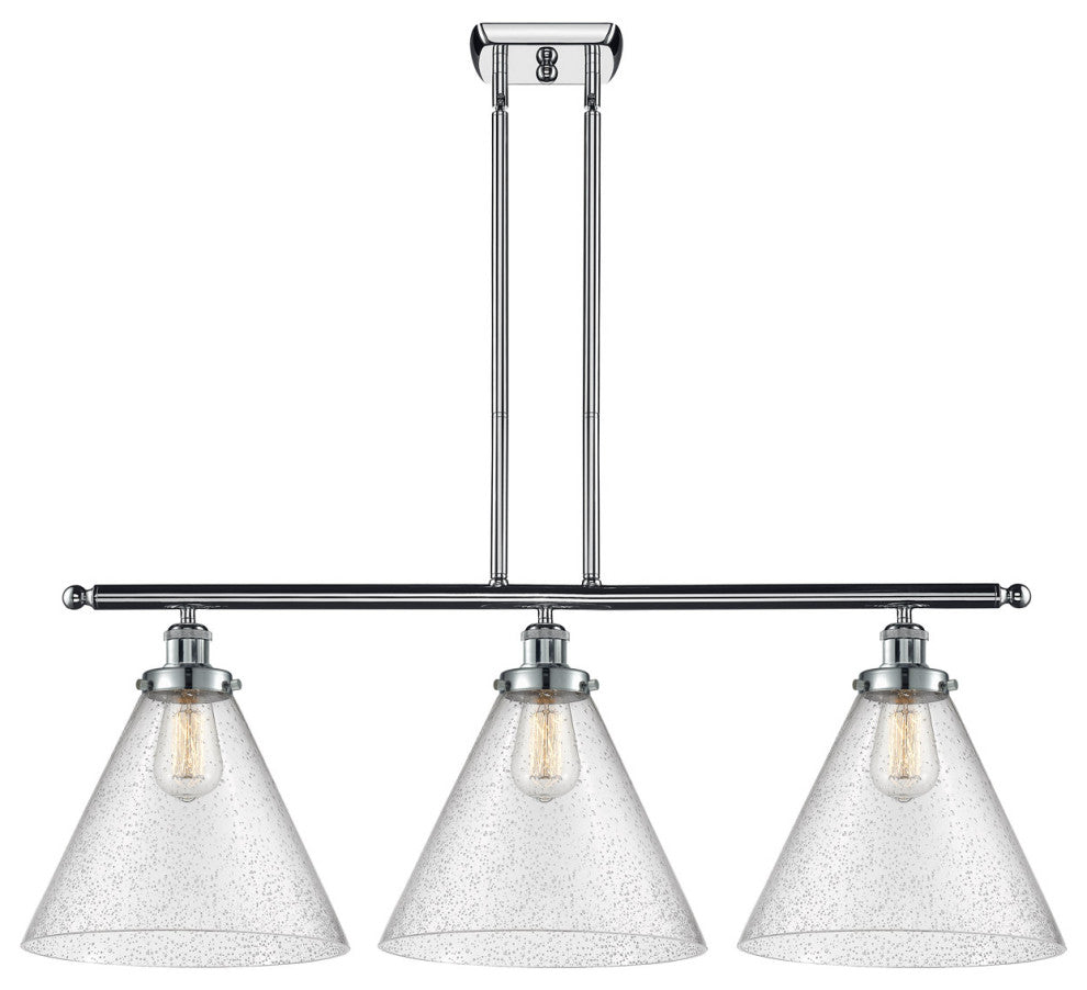 Innovations 916-3I-PC-G44-L Cone 12" 3 Light Island Light, Polished Chrome