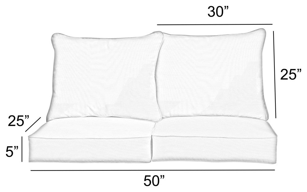 Sorra Home Pensacola Multi Deep Seating Loveseat Pillow Cushion Set, 25x25x5