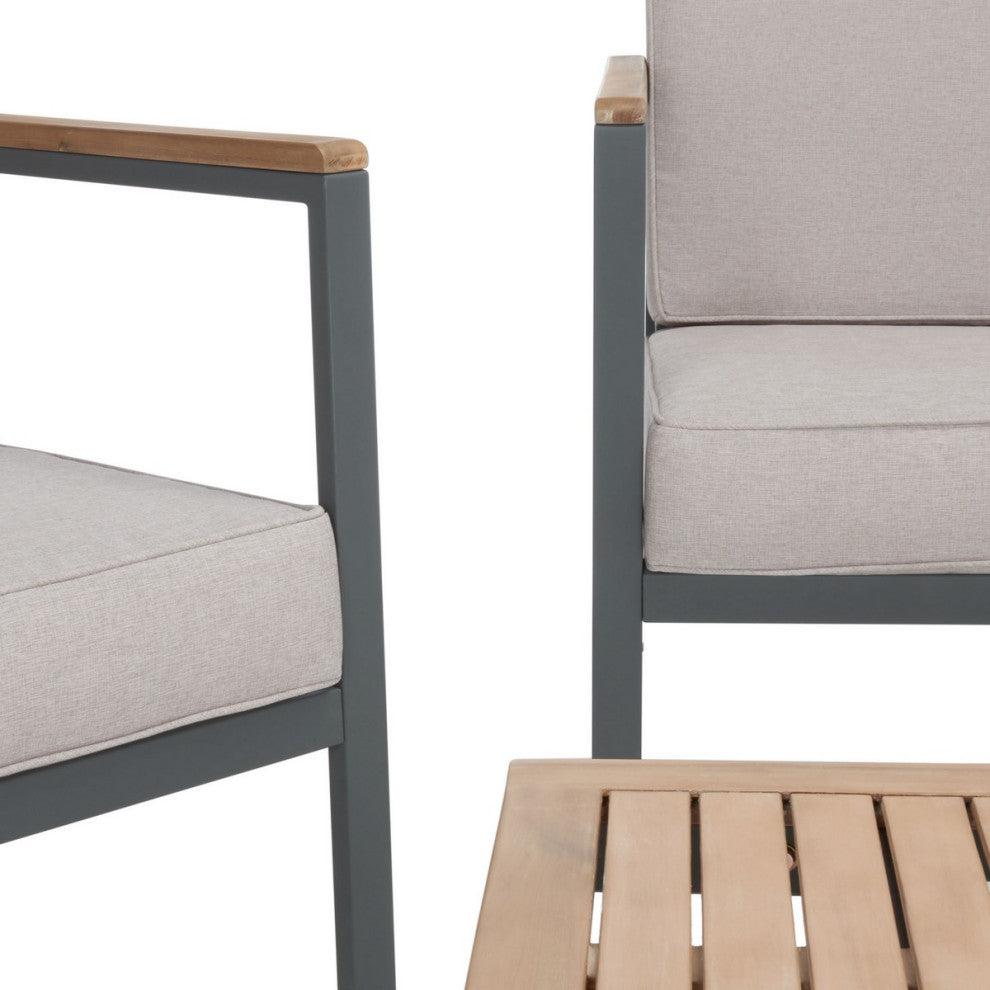 Safavieh Outdoor Chicopee 4 Piece Living Set Natural/Light Grey