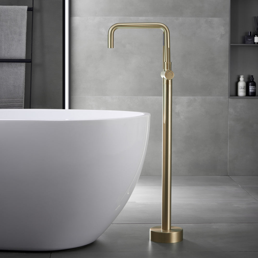Single Handle Floor Mounted Tub Filler with Handshower