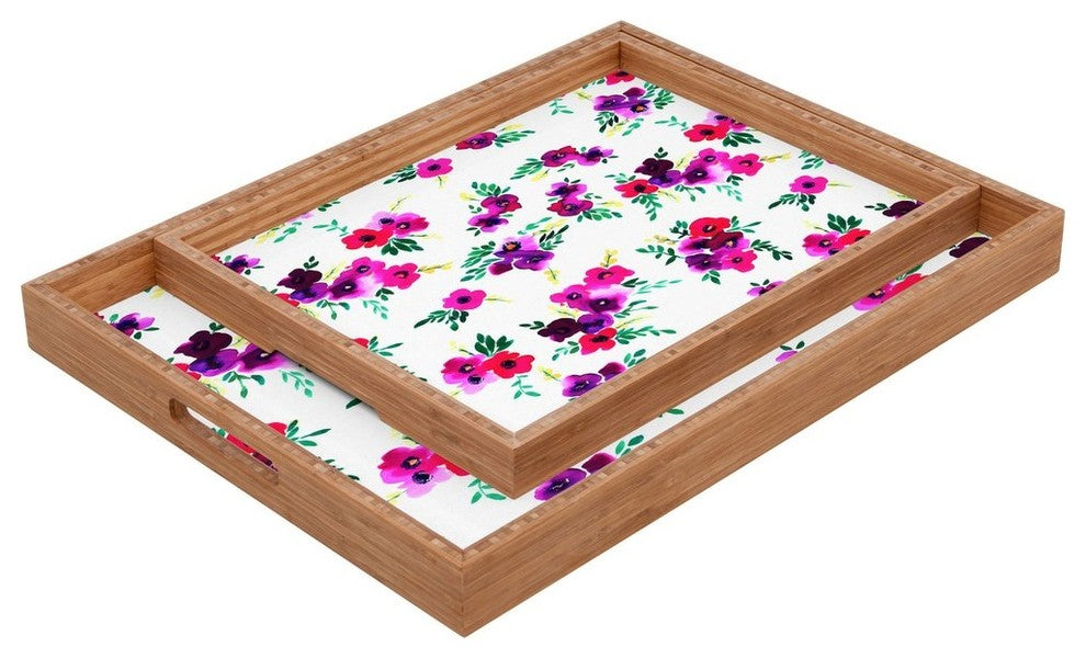 Caleb Troy Wintertide Roses Rectangular Tray, 18"x14"