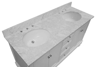 Bella 60" Bathroom Vanity, White, Carrara Marble, Double Vanity