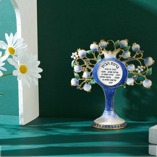 Matashi Hebrew Judaica Tree Shaped Home Blessing Standing Ornament With Crystals