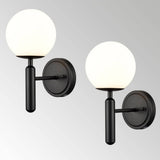 Modern Wall Sconces Set of 2 With Opal Glass,Black