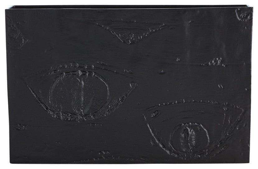 Tree Bark Texture Vase Matte Black, Large