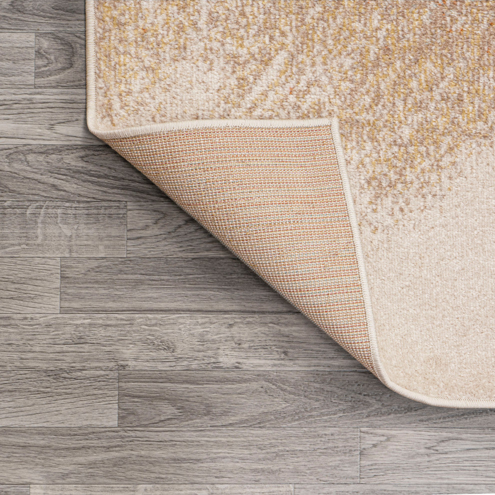 Petalo Abstract Two-Tone Modern Orange/Beige/Cream 5 ft. x 8 ft. Area Rug