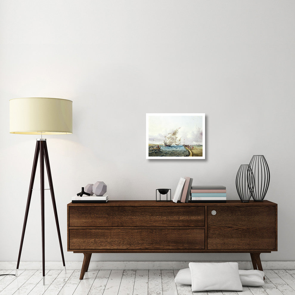 "Square Rigged Ships off Jetty" Paper Print by James E. Buttersworth, 24"x19"