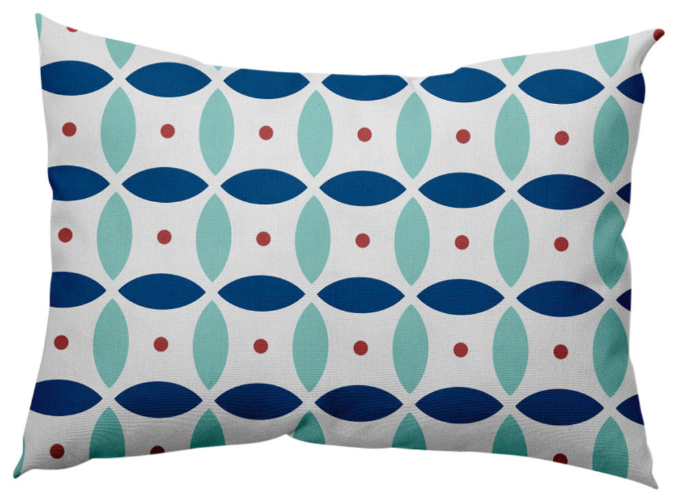 Geometric Decorative Throw Pillow, Dark Cobalt Blue, 14"x20"