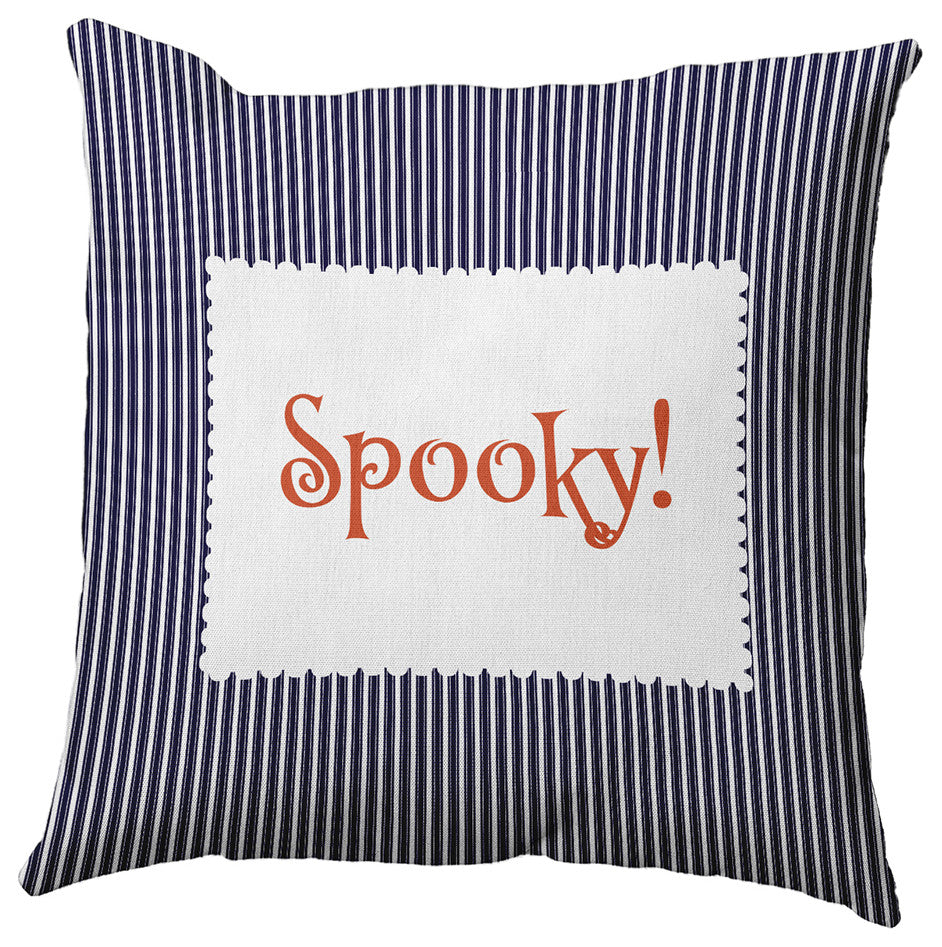 Halloween Spooky Ticking Accent Pillow, Navy, 16"x16"