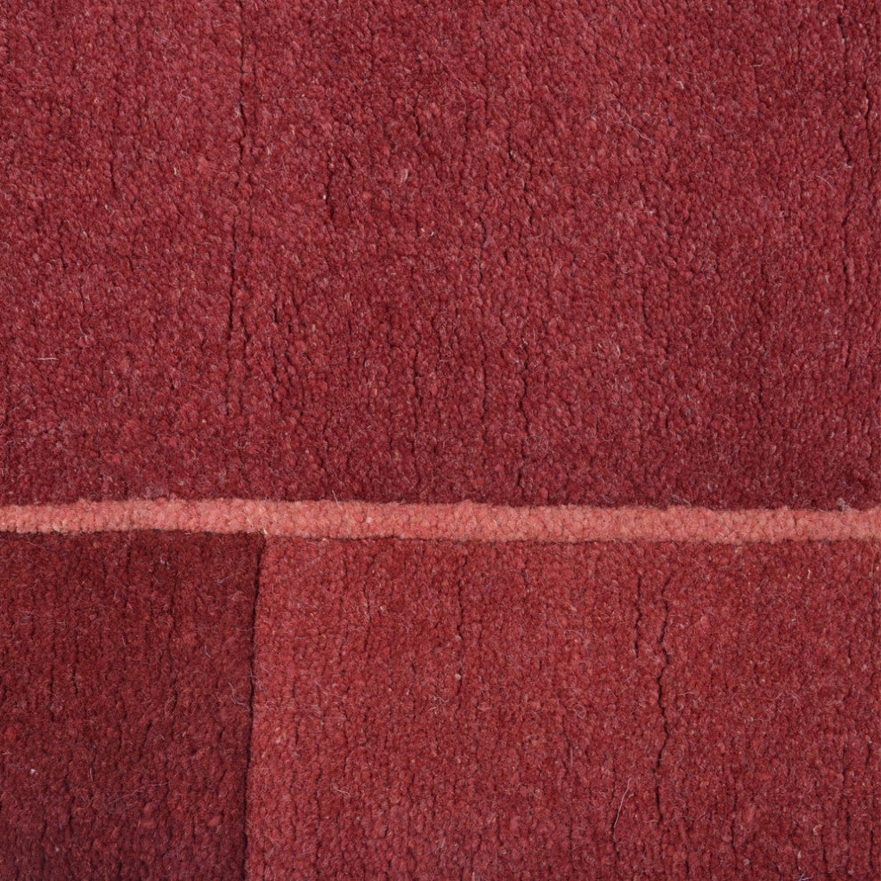 Hand Knotted Tibbati Wool Area Rug Contemporary Dark Red