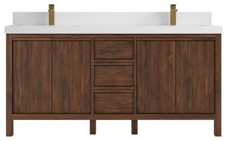 Elizabeth 60 Double Bathroom Vanity in Dark Walnut Teak 2" White Quartz