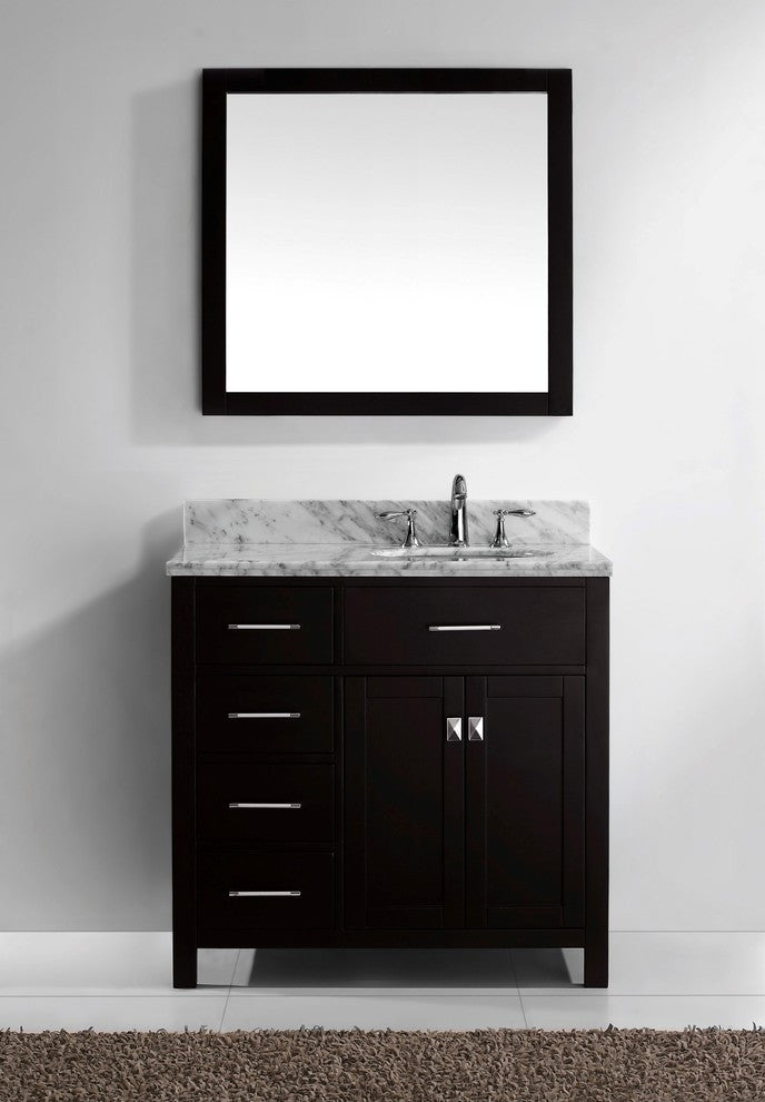 Caroline Parkway 36" Single Bathroom Vanity Set Espresso, Marble Top