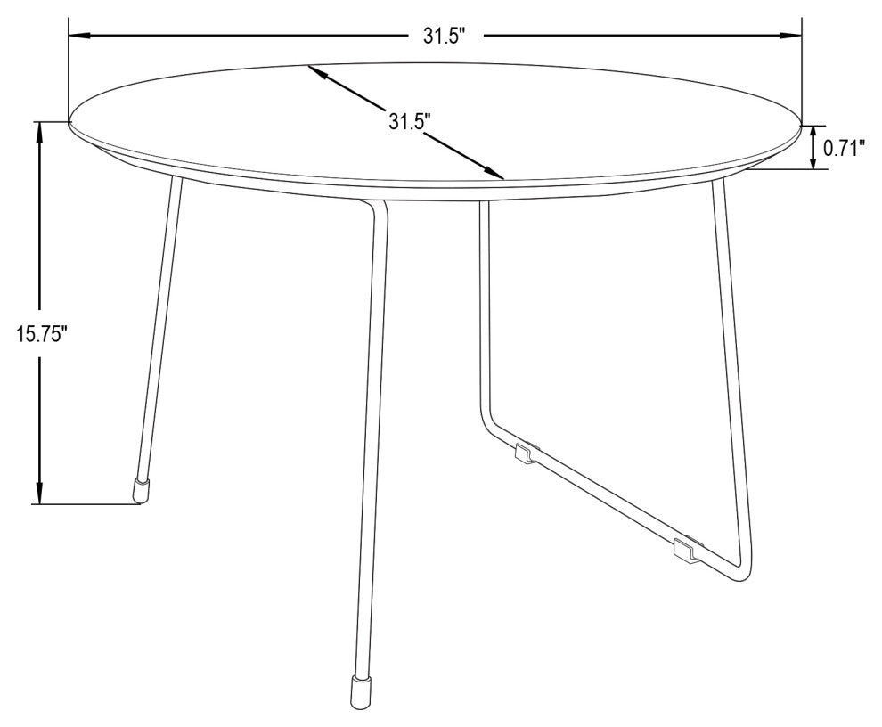 LeisureMod Pemborke Modern Round Coffee Table with Wood Top, Natural Wood
