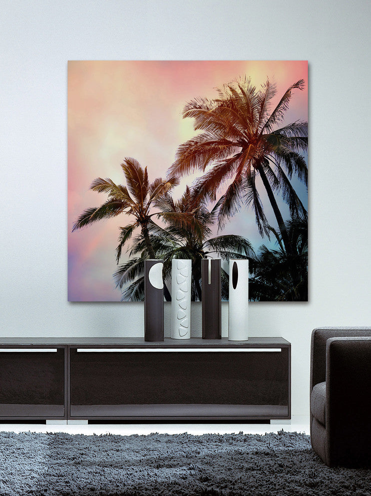 Marmont Hill, "Palms and Sunset" by Sylvia Cook Painting Wrapped Canvas, 24x24
