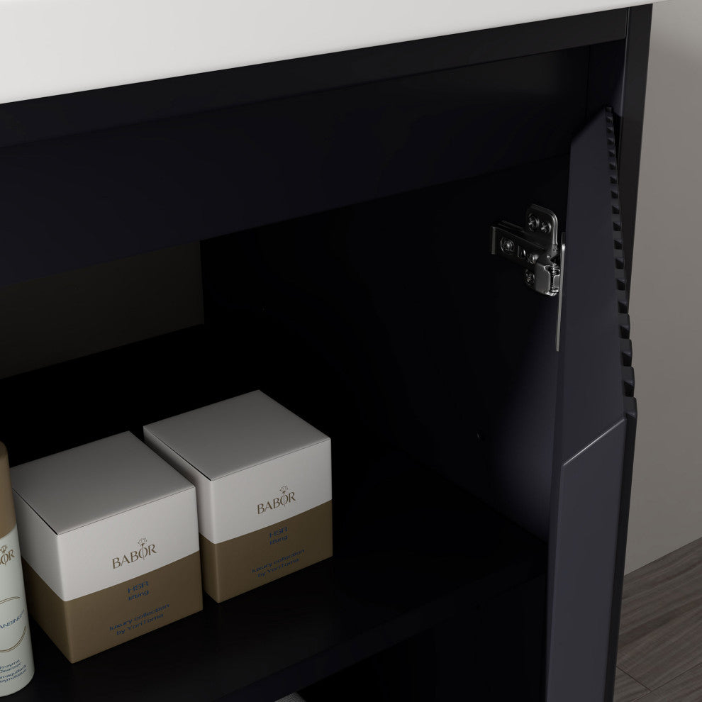 Flutie 72" Bathroom Vanity Kit, Charcoal With White Sink