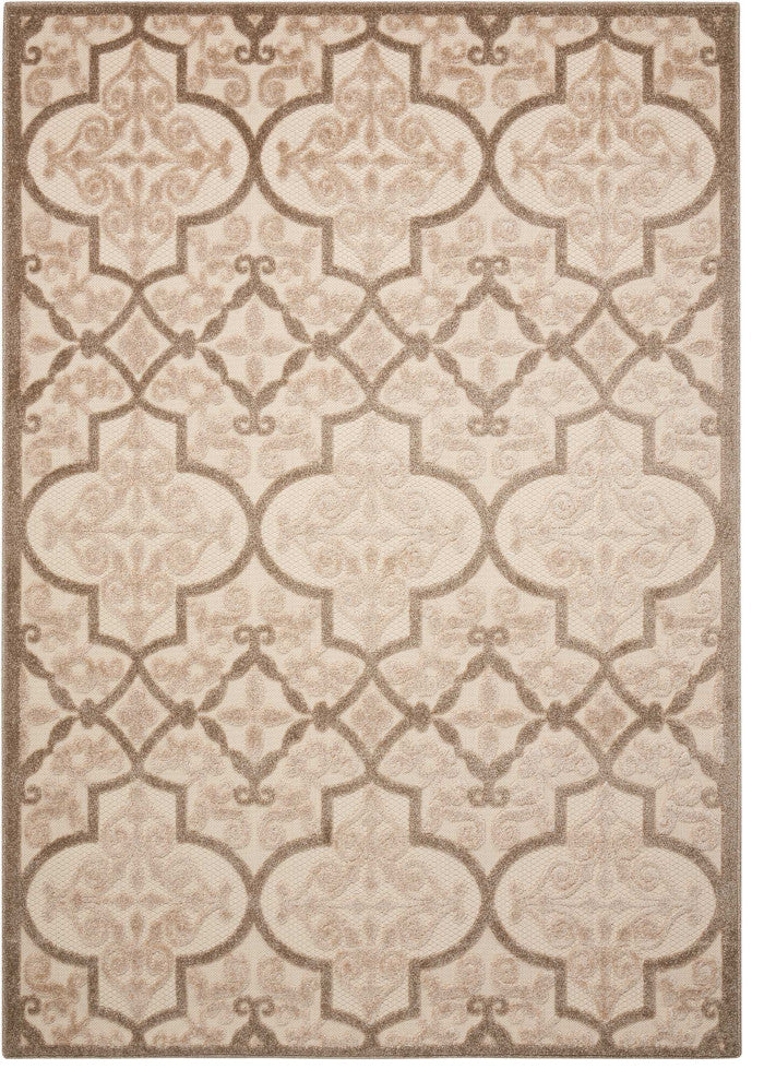 8 x 11 Cream and Beige Trellis Indoor Outdoor Area Rug