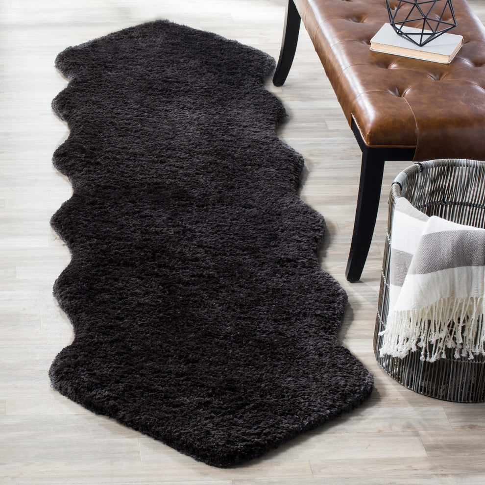 Safavieh Sheep Shag Collection SSG101 Rug, Charcoal, 2'3"x6'