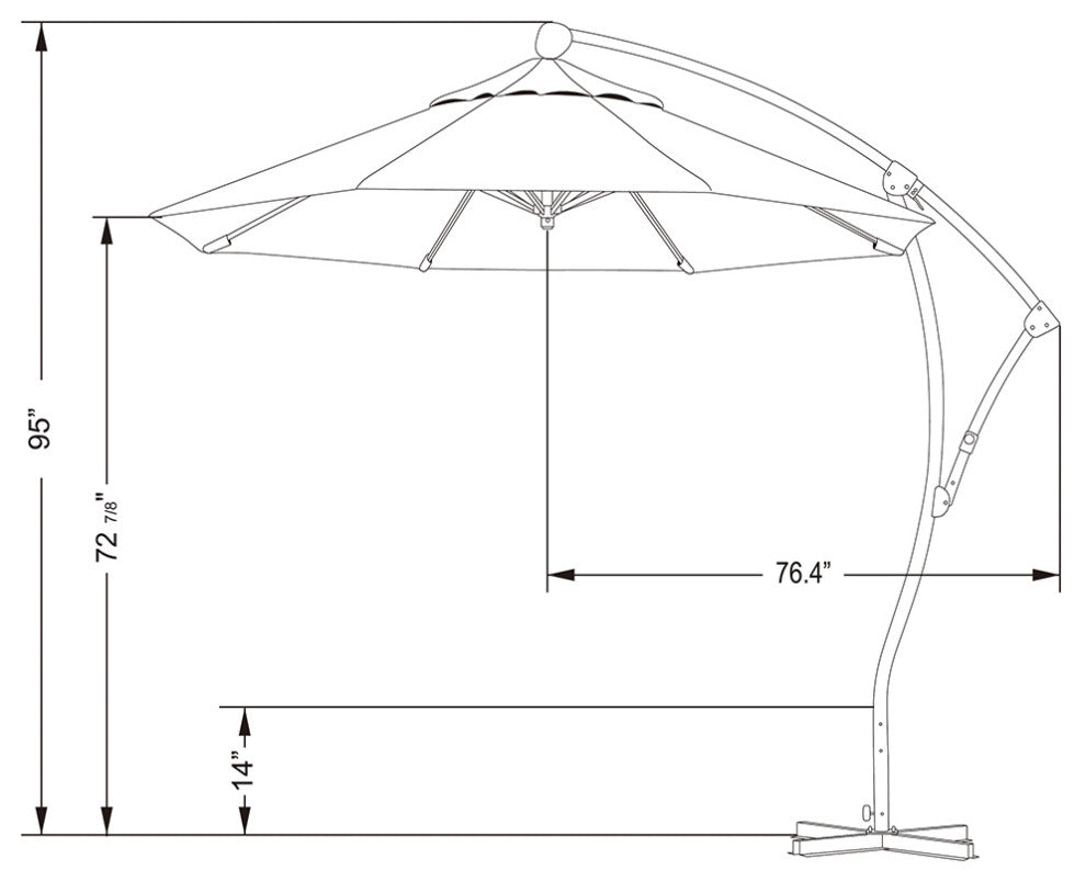 9' Bronze Cantilever Crank Lift 360-Rotation Aluminum Umbrella, Sunbrella, Macaw