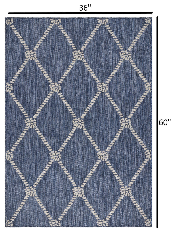 3' X 5' Blue And Gray Indoor Outdoor Area Rug
