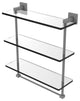 Montero 16" Triple Tiered Glass Shelf with towel bar, Matte Gray