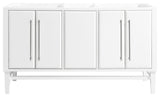 Mason 60" Vanity Only, White With Brushed Silver Hardware